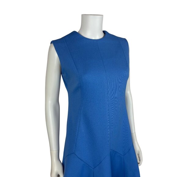 Vintage 70s Mod Dress Womens Medium Periwinkle Blue Polyester Dropwaist Shift - Picture 4 of 10
